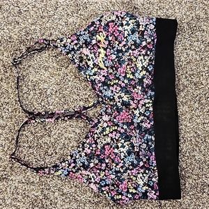 Victoria's Secret pink strappy floral sports bra